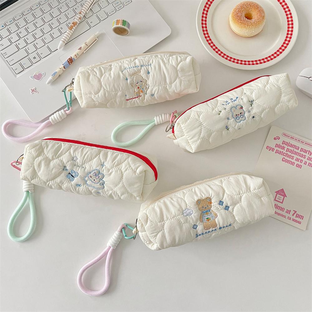 Kids Cartoon Embroidered Large Capacity Pencil Case With Soft Polyester For Girls And School Supplies