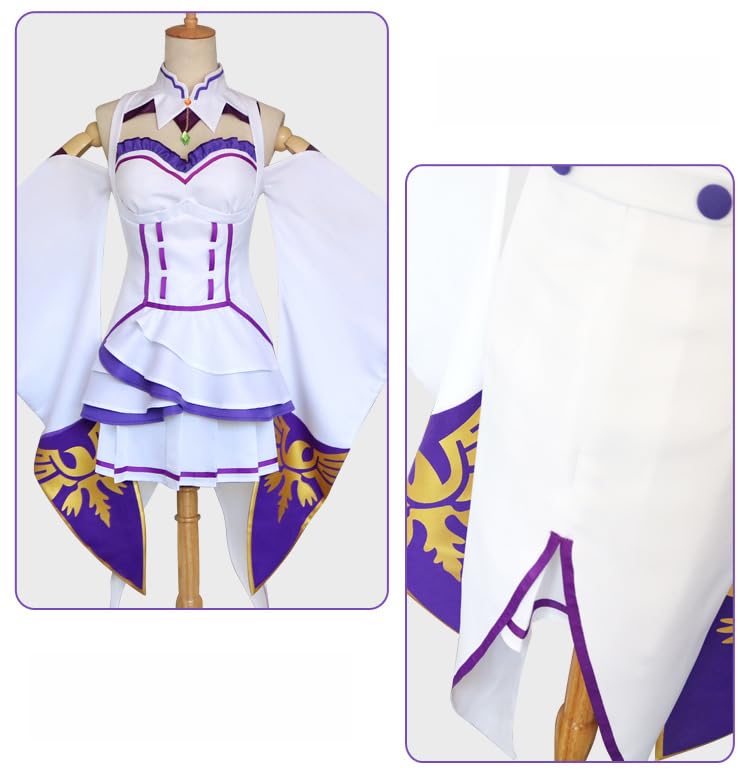 Life in Another Cosplay Costume with Maid Emilia Cosplay Costume for Anime Stage Christmas [ZOMOZO] ReZERO -Starting World- Wig, Rem/Ram Costume,