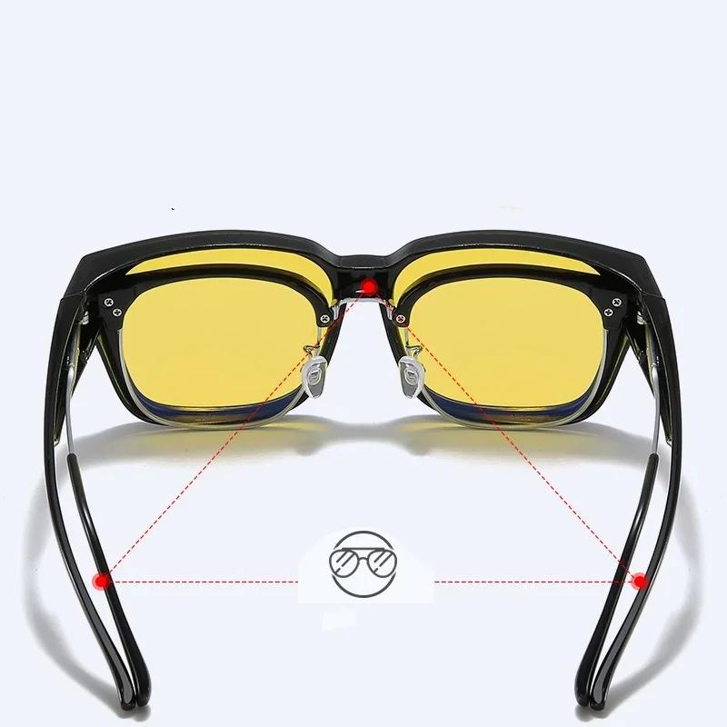 Pochromic Night Vision Glasses Goggles Shaeds for Men Women Night Driving Fit Over Glasses UV Protection Sunglasses