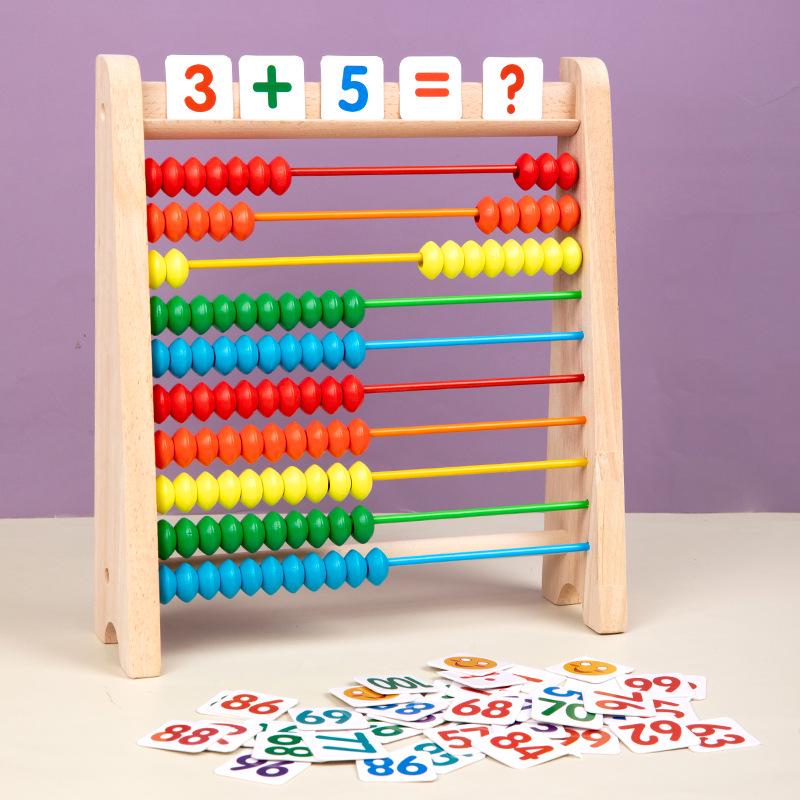 Wooden Abacus for Elementary Math - Counting Frame for Grades 1, 3, 5, 9, and 10.