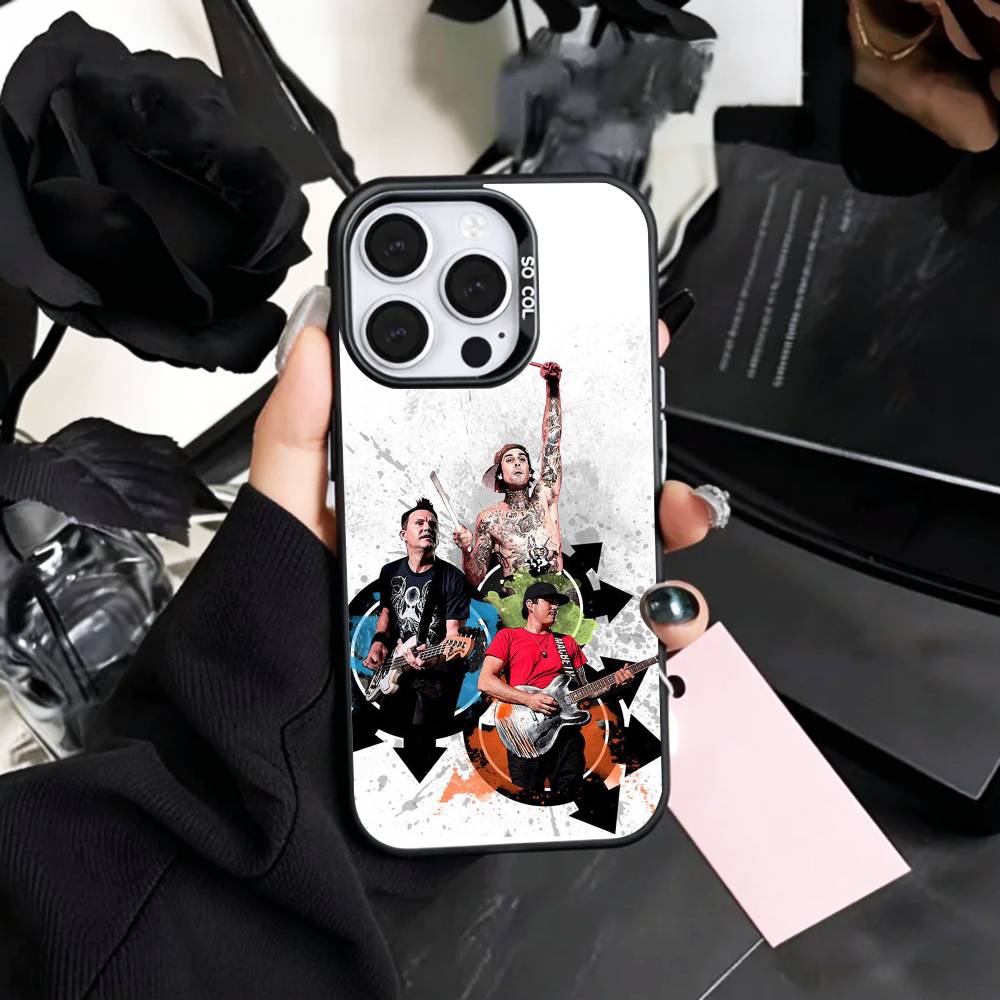 

Punk B-Blink-182 B-Band Phone Case For iPhone17,16,15,14,13,12,11 Plus,Pro Max Colored Silver Plated Inside Cover iPhone14Pro