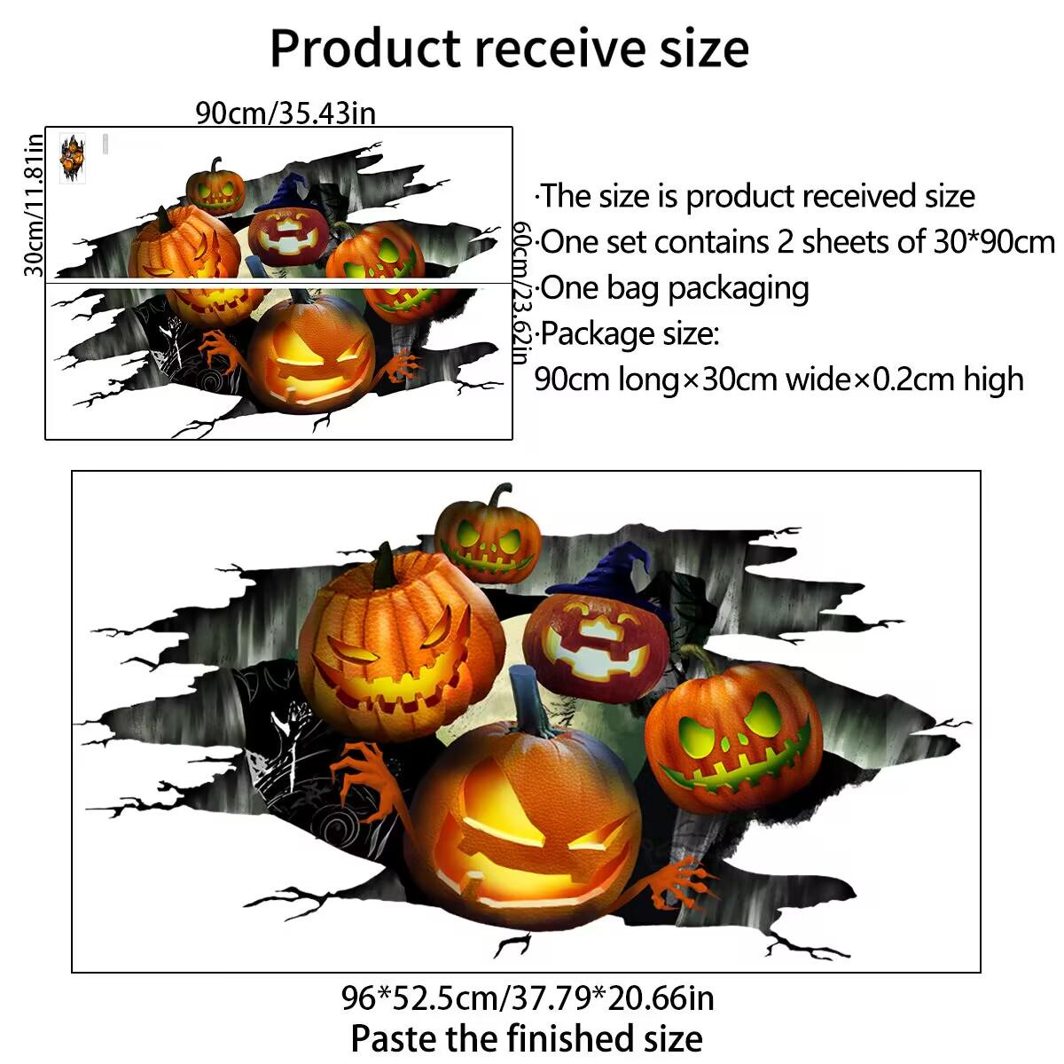 

3D Halloween Pumpkin Ghost Floor & Wall Stickers