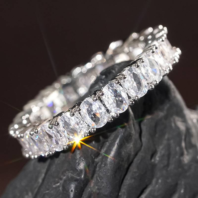 Xiaomi Huitan Shiny Women Ring Simple Style Finger Accessories Wedding Party Engagement Inlaid Oval Cubic Zirconia Trendy Daily Jewelry