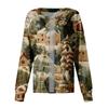 Women's Casual Long-Sleeved Single-Breasted Christmas-Themed Print  Cardigan