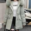 Lässige, warme, vielseitige, einfarbige, dicke Baumwollmanteljacke für Damen mit großem Kragen