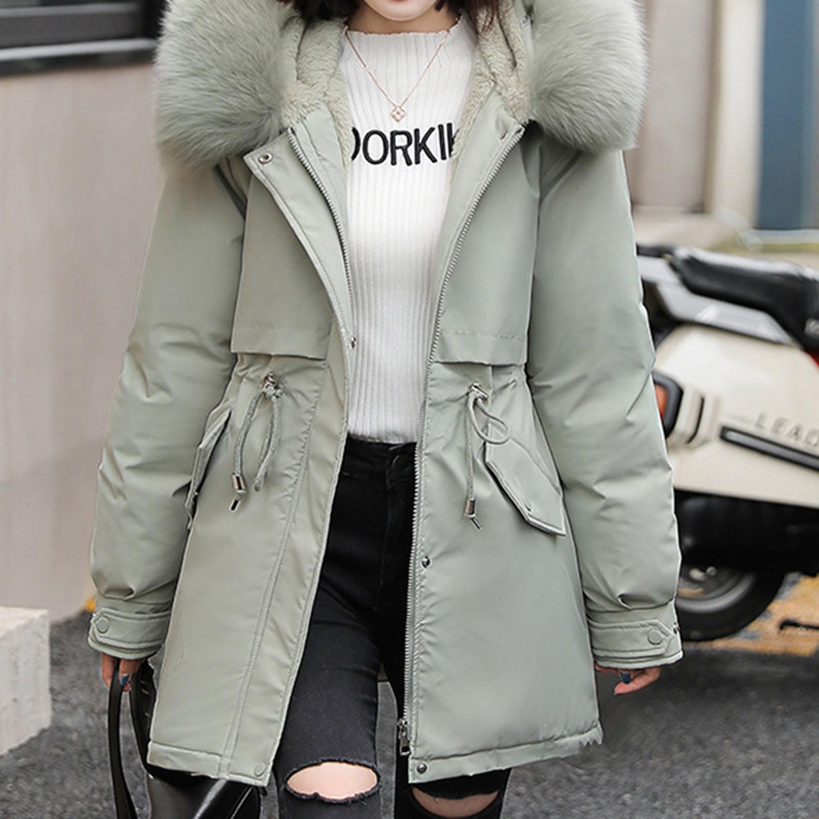 

Женская повседневная теплая универсальная куртка из утолщенного хлопка с большим воротником M