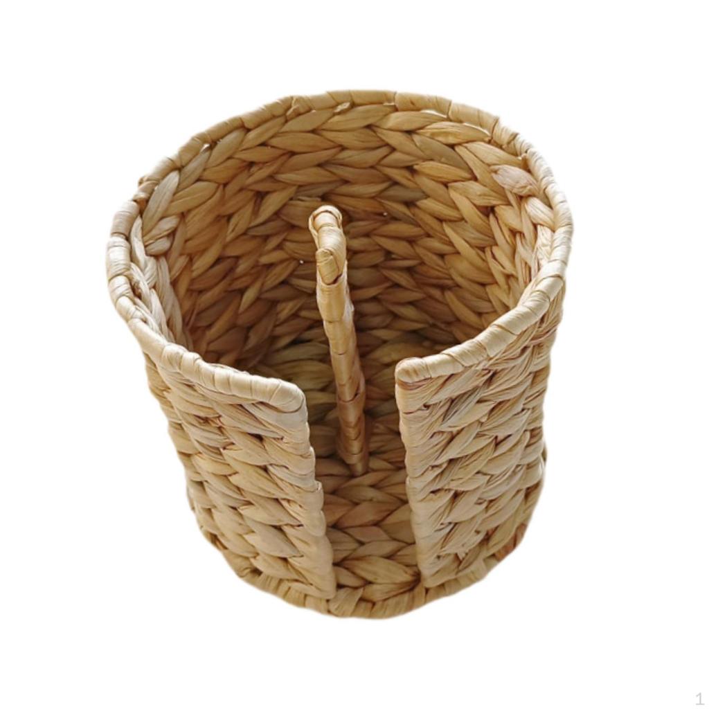 Woven Toilet Paper Basket Freestanding Roll Holder Handwoven Tissue