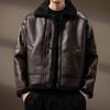 Men's Winter Retro Leather & Fur Lapel Jacket - Heavyweight Plus Velvet Warm PU Outerwear