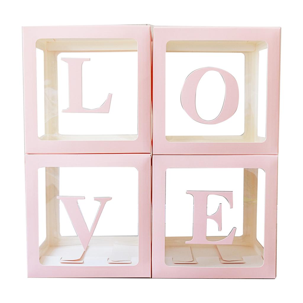 Baby Boxes with Letters 4pcs Love Boxes for Gender Reveal Birthday Wedding Baby Shower Decorations Kid Boys Girls Gift