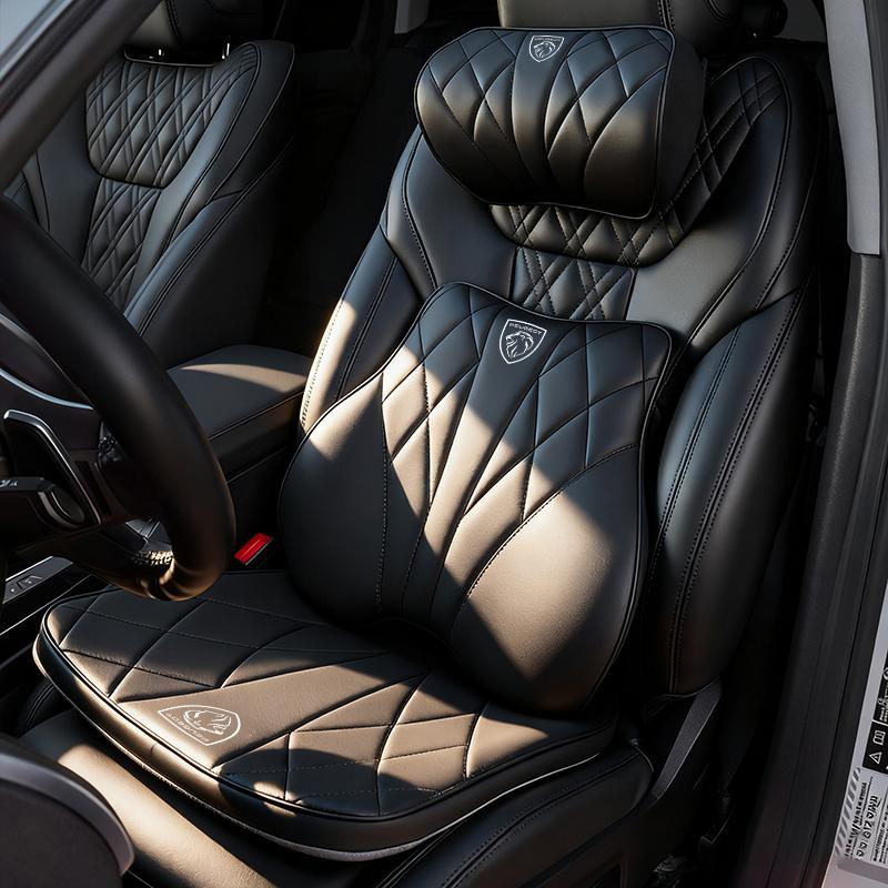 Car Neck Pillow Leather Lumbar Support Seat Headrest Cushion For Peugeot h 5008 408 308 Landtrek 208 2008 3008 Rifter 508 301 108