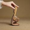 Fashion 2025 New Summer Women Mules Genuine Leather Women Shoes Round Toe Chunky Heel Shoes Cover Toe Slingback Sandals Slippers