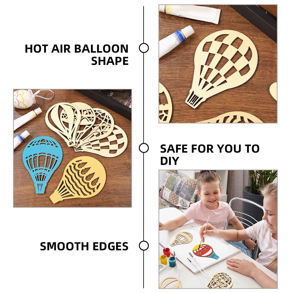 18 Pcs Hot Air Balloon Wood Chips Blank Wooden Cutout Tags Toy Carving DIY Crafts Supply Home Decorations Painting Materials