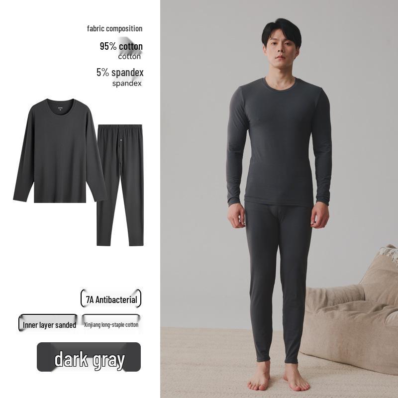 Men's Pure Cotton Autumn Thermal Underwear Set - Sweater and Pants for Youth
