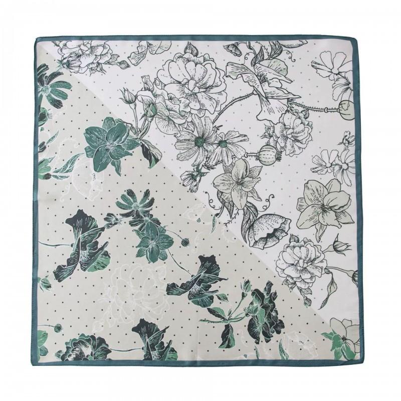 100% Mulberry Silk Square Scarf 53x53cm Floral Print Neckerchief Women