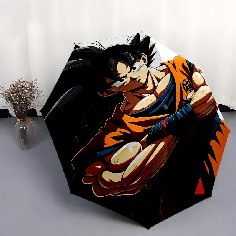1pc Dragon Ball Z Goku Automatic Opening Folding Umbrella 3 Fold Design, 8 Bone Iron Frame Outdoor Umbrella Perfect Gift for Fans, Travelers, Everyday
