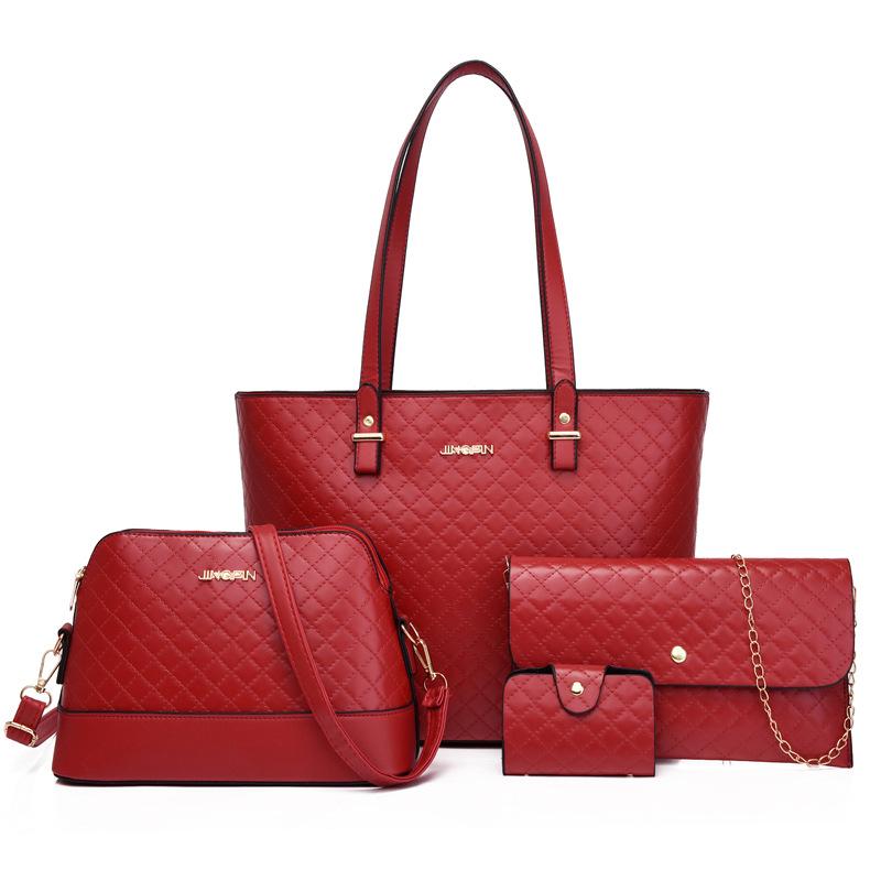 Women's bag new fashionable retro child and mother bag diagonal span portable shoulder large capacity four-piece bag