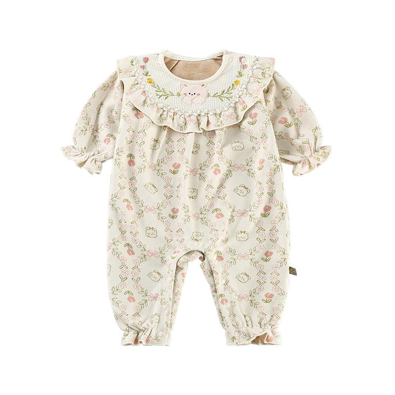 

Babykoi Baby Clothes Long Sleeve Romper Girls Newborn Coveralls Clothes Stylish Gift Baby Shower Gift Floral Apricot Color 9M Spring/Autumn Children s