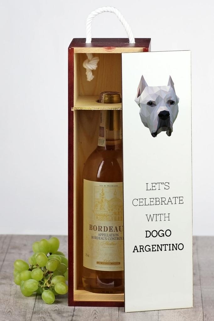 Argentinian Mastiff, Dogo Argentino - Geometric Box With Photo And Inscription For Wine Brand Art-Dog
