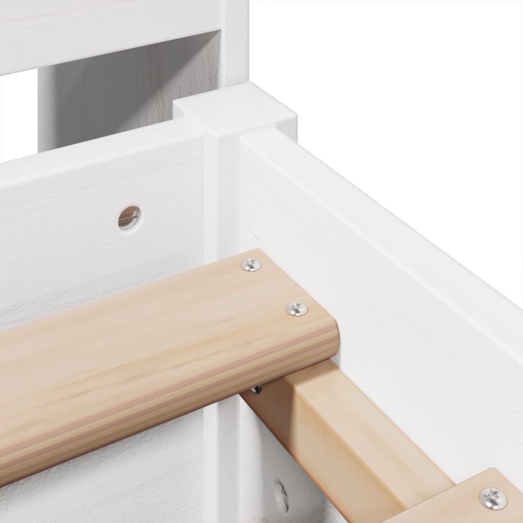 Solid Wood Bed with Shelf Without Mattress White 135 x 190 cm Pine