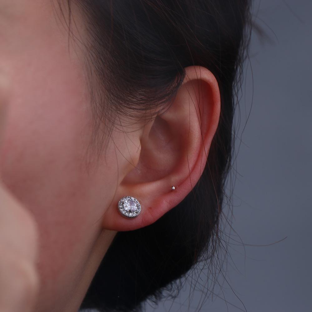Simple Luxury Mini Vintage Cool Crystal Round Men Earrings Retro Korean Style Ear Stud Man Earrings