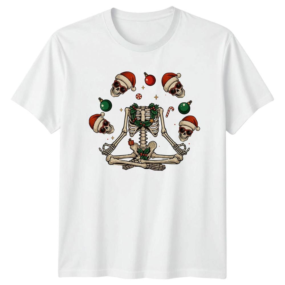 Christmas Yoga Skeleton Holiday Unisexs TShirt Unisexs Tee Graphic Top S
