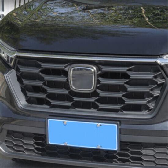Carbon Fiber Front Logo Emblem Frame Cover Trim For Honda CR-V CRV 2023 2024
