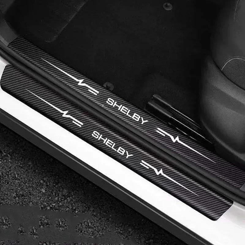 For Ford Shelby Logo Car Door Sill Protector Sticker Waterproof Anti Scratch Guard Plate Decal Auto Modification Accessories