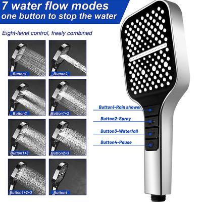 Upgraded 8 Modes Shower Head Handheld Shower Spray for Bathroom Massage Spa High Pressure