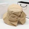 Bucket Hat with Hand-Knotted Bow Decoration Flat Dome Wide Brim Women Fisherman Hat Summer Outdoor Sun Protection Hat