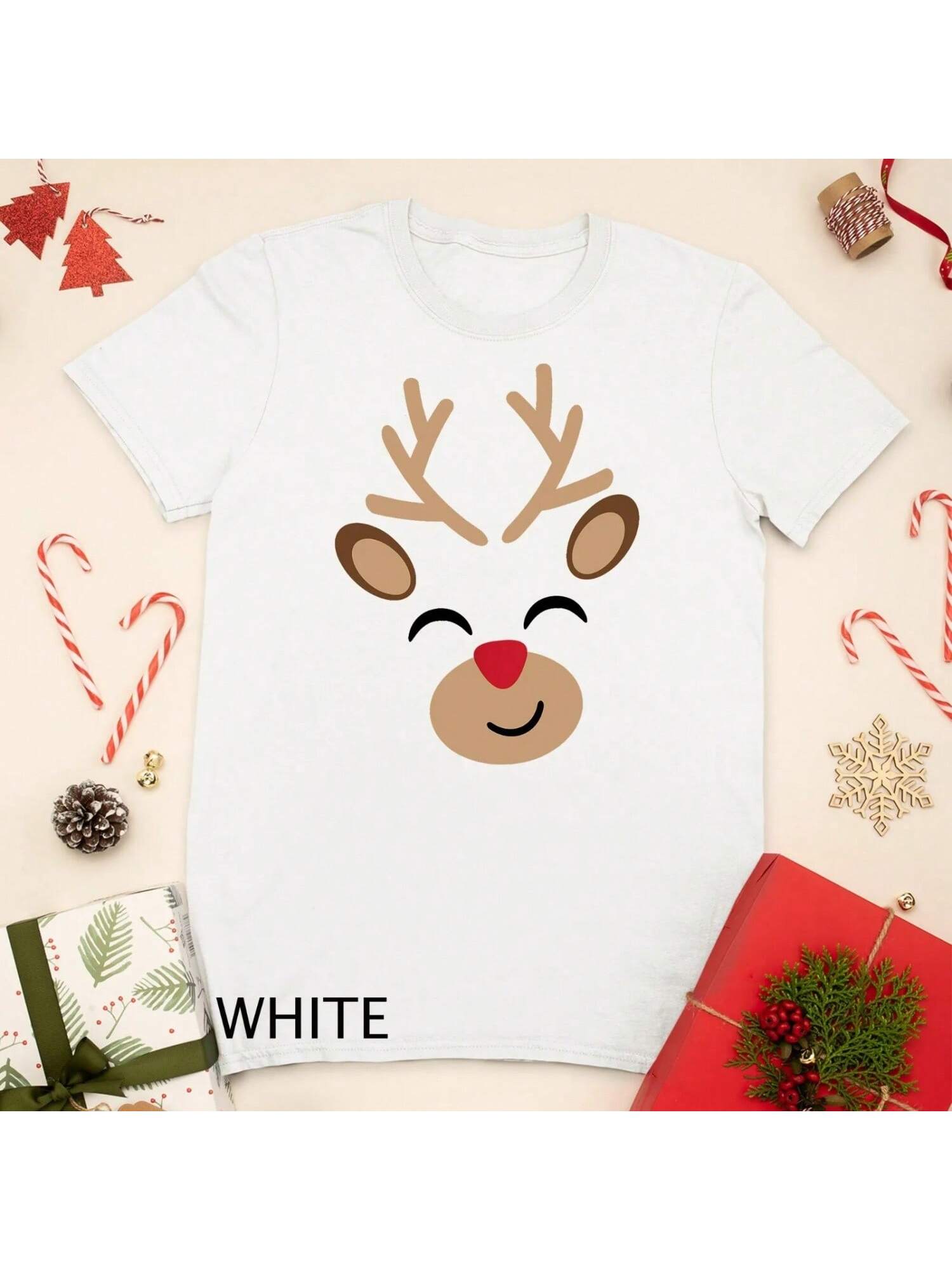Reindeer T Shirt Kids Adults Christmas S разноцветный