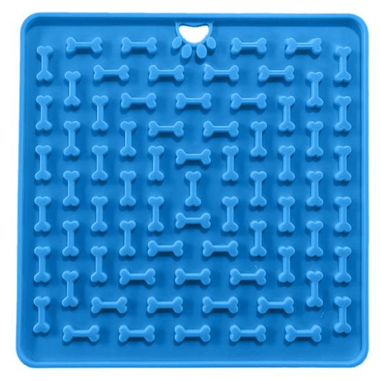 

Коврик с присоской, силиконовый коврик с рисунком костей, коврик для кормления домашних животных, прочный медленный кормушка для домашних животных синий