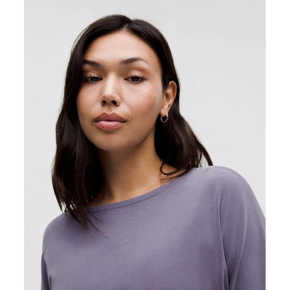 Lululemon Drapey Softstreme Boatneck Short Sleeve Shirt Grape Mist