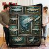 Fish Species Collection 2D Flat Pattern Flannel Blanket, High Quality All Seasons, Home Decor, Warmth and Comfort, Perfect for Christmas Gifts.