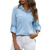 Button Down Shirt Loose Shirt Solid Color Casual
