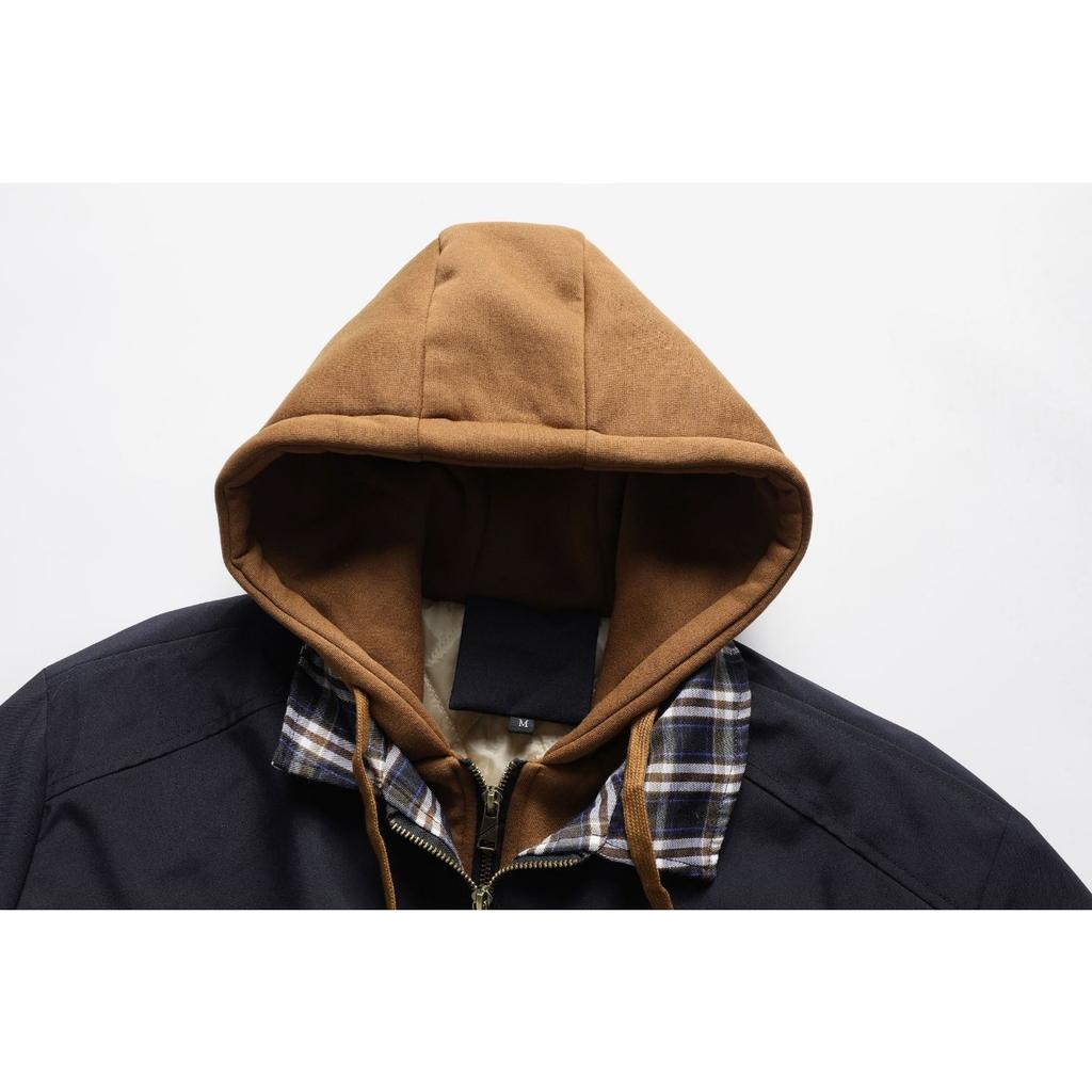 Pánská jarní a podzimní zimní bunda, kabát, prošívaná bavlna, koupelnové oblečení, klobouk, falešné dvě, oblečení pro mládež