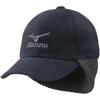 Mizuno Breath Thermo Fleece Cap with Unisex C2JWA601 Earmuffs, Moisture-Wicking, Heat-Generating Hat, Navy, (Head Circumference 55-60cm),