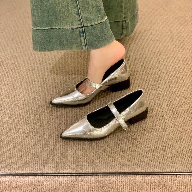 Mary Jane Women Shoes Pointed Toe High Heels Sandals Summer 2025 New  Dress Chunky Shoes Sexy Pumps Mujer Zapatos