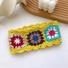 Crochet Colorful Bandana Knitted Hair Kerchief Tie Back for Head Wrap Color Matching Pastoral Turban for Girls Photo Pro