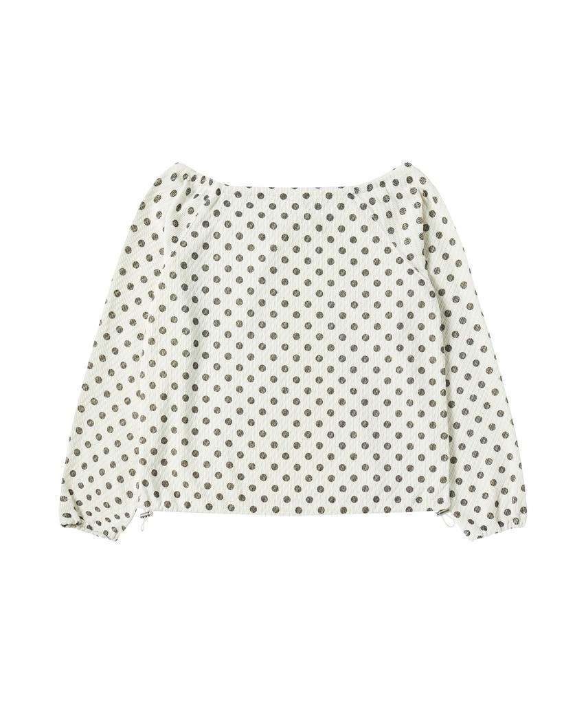 Loginaenloji Dotted Pocket String Point Long Sleeve Cream Charcoal