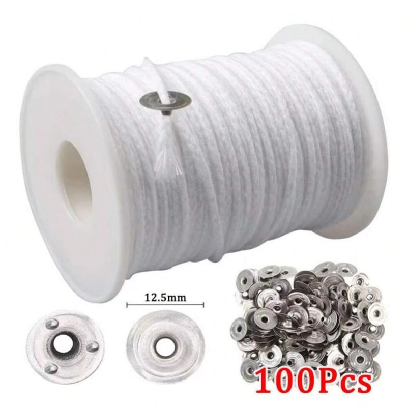 100pcs/bag Pre-Waxed Smokeless Candle Wicks with Holder DIY Cotton Thread Wicks Soy Wax Beewax Candle Wicks Making Accessories