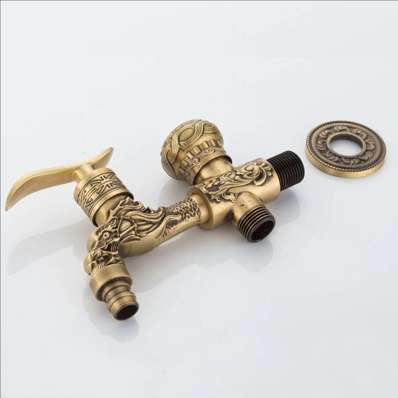 Brass AntiqueOutside Toilet Tap Washing Machine Bibcock Decorative Outdoor Garden Basin Wall Mount Single Cold Water Faucet