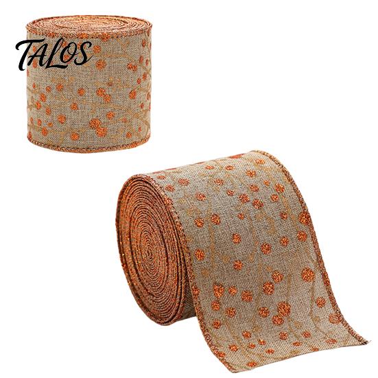 Red Berry Print Fabric Ribbon Christmas Ribbon, 2.2 Yards Imitation Linen 2.5 Inch Wide Holiday Theme Gift Box Packaging for DIY Wreath Bows