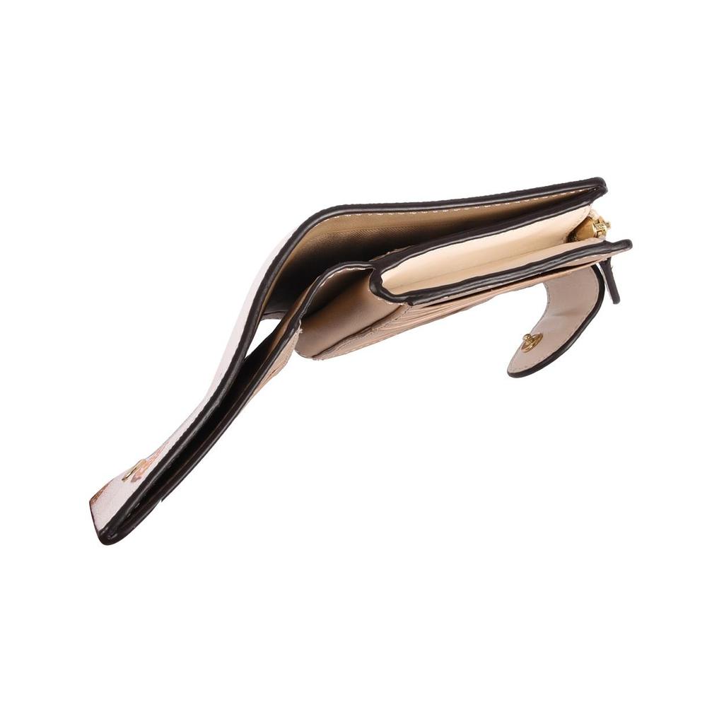 New COACH Smooth Leather With Coated Canvas Card Holder, Wallet Women's Chalk White CA789-IMCAH