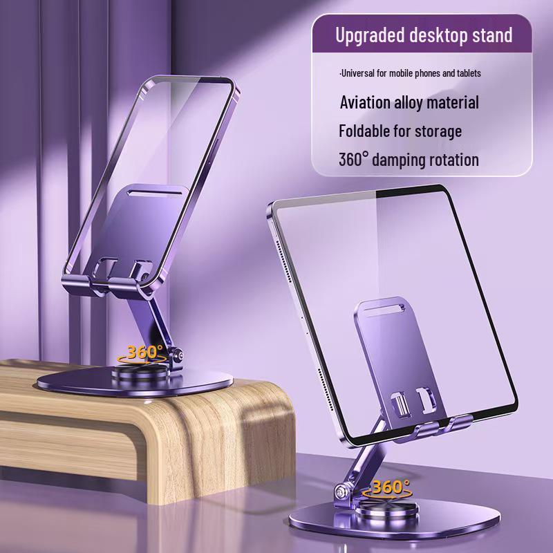 Universal 360° Rotating Metal Phone & Tablet Holder for Live Streaming, Binge-Watching, Learning, and More
