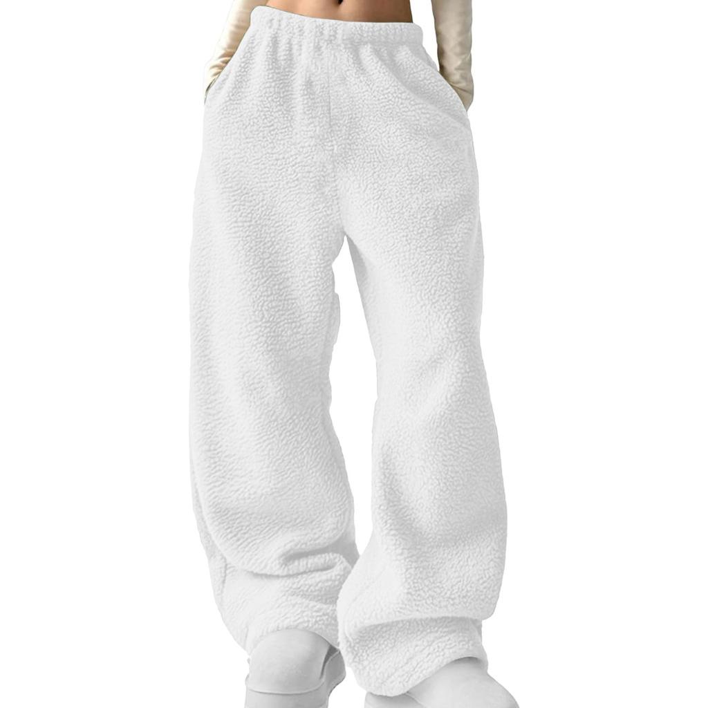 Baggy Sweatpants For Women Winter Warm Plush Wide Leg Joggers Workout Hiking Running Sweat Pants With Pockets