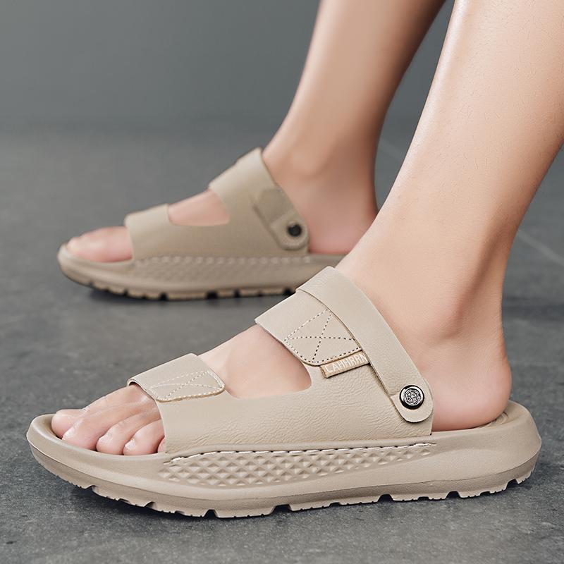 Fashion Retro Sewing Sandals Transfer Slipper Non-slip Pu Leather Shoes for Men Comfortable Casual Summer Fashion British Style