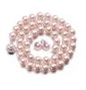 C-Girls Pearl Shop - Formal Occasion Necklace with Hanadama Pearls, Classic 8mm Pearls, 45cm Length, and Earrings Set, Pink. All Items Include Gift