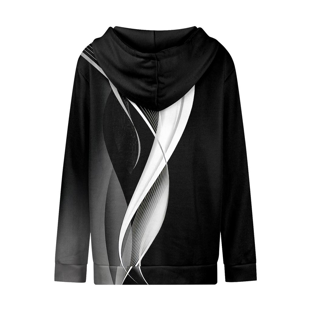 Women's Casual Fashion Long-Sleeved Zip-Up Christmas Print Knitted Hoodie