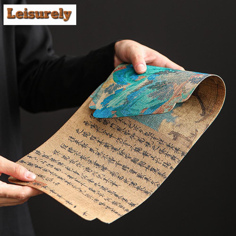 Zen Ancient Painting Heat-insulating Tea Table Mats Waterproof Drink Coaster Dinner Table Cloth Placemat Tea Ceremony Decoration