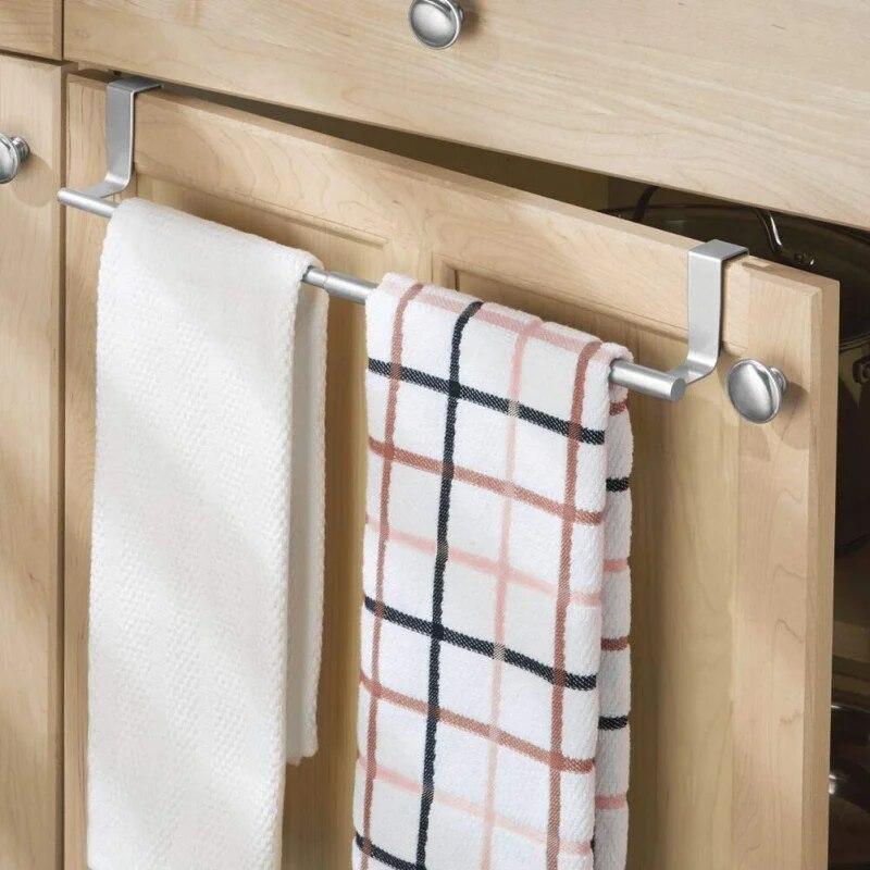 Stainless Steel Double-rod Towel Rack Household Door Retractable Rack Bathroom Storage Shelf